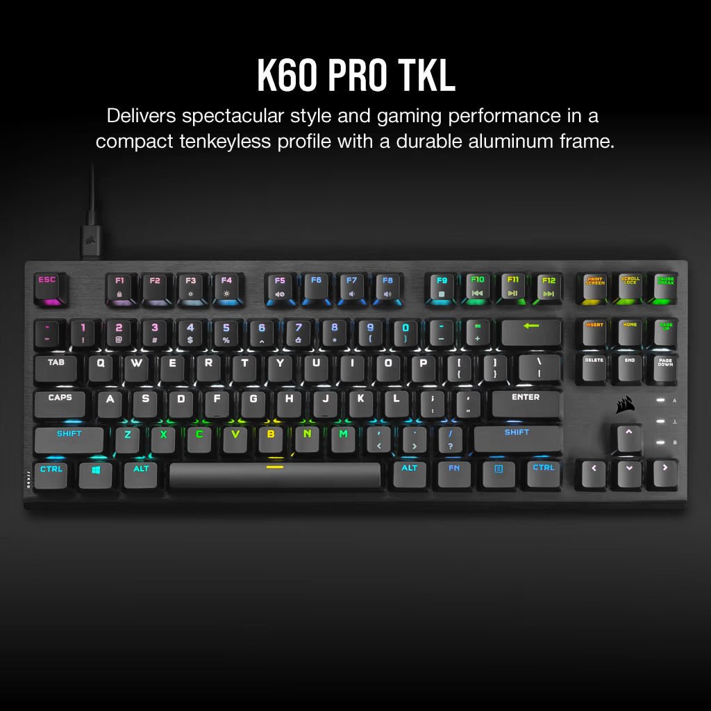 Corsair K60 PRO TKL RGB Tenkeyless Optical - Mechanical Gaming Keyboard - Vektra Computers LLC