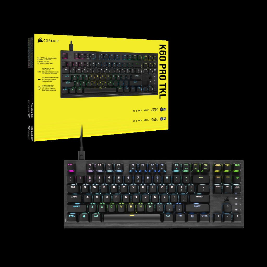 Corsair K60 PRO TKL RGB Tenkeyless Optical - Mechanical Gaming Keyboard - Vektra Computers LLC