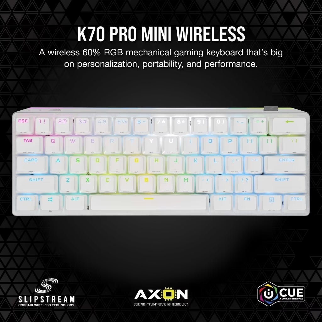 Corsair K70 RGB PRO Mini Wireless (MX RED) - WHITE Gaming Keyboard - Vektra Computers LLC