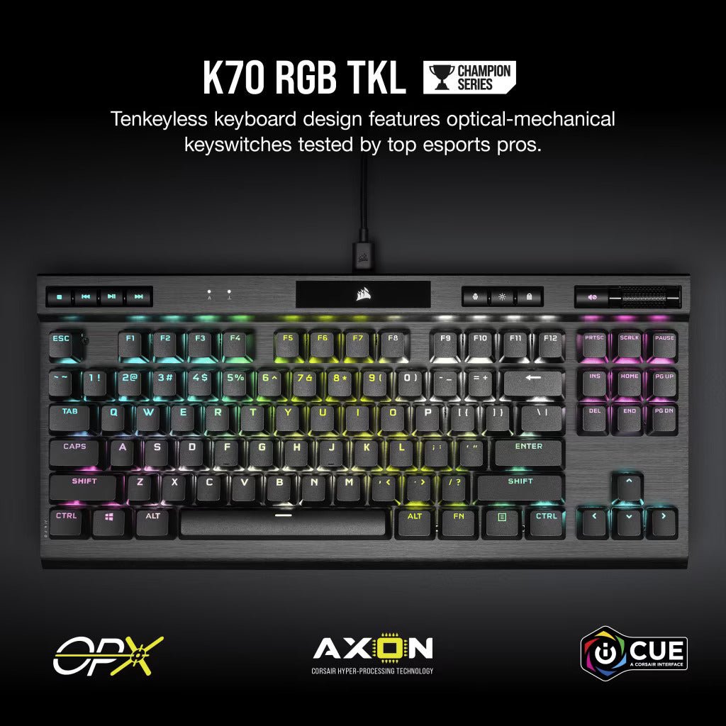 Corsair K70 RGB TKL CHAMPION SERIES Optical - Mechanical Gaming Keyboard - Vektra Computers LLC