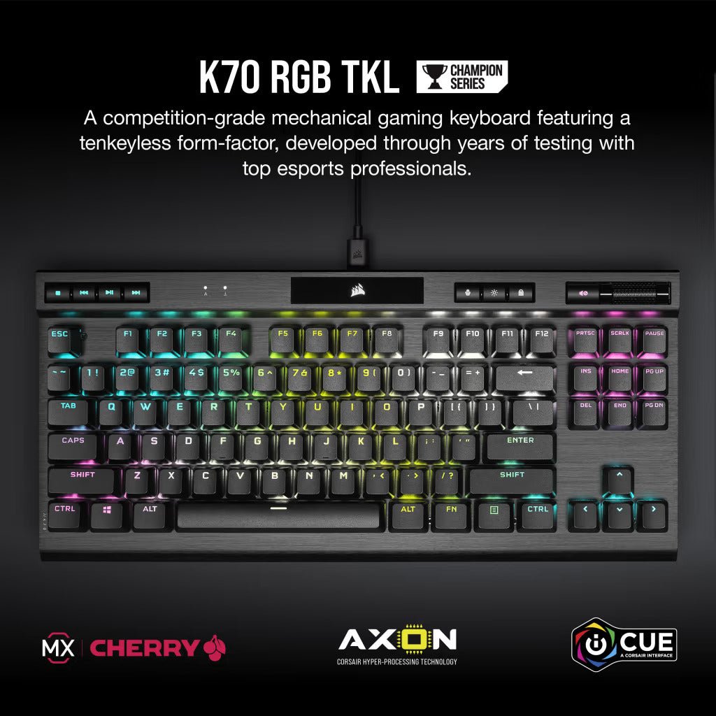 Corsair K70 TKL RGB CS MX Red Gaming Keyboard - Vektra Computers LLC