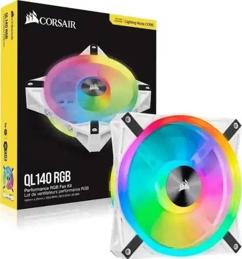 Corsair QL Series, iCUE QL140 RGB, 1x140mm RGB LED Fan, Single Pack - White | CO - 9050105 - WW - Vektra Computers LLC