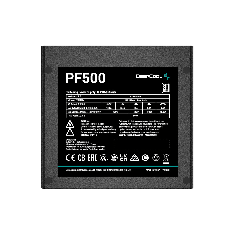 Deepcool PF500 500W 80+ Power Supply | R - PF500D - HA0B - UK | - Vektra Computers LLC