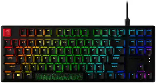 HyperX Alloy Origins Core PBT Mechanical Gaming Keyboard, Durable PBT Keycaps, 100% Anti-Ghosting, Radiant RGB Lighting, HyperX Red Switch, ENG-ARB Layout, USB 2.0, Black | 639N7AA#A2N