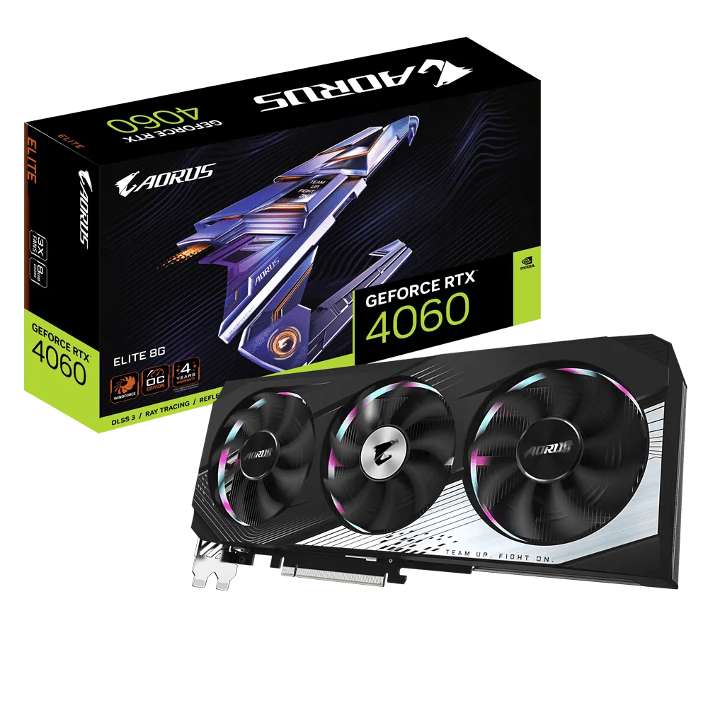 GIGABYTE AORUS GeForce RTX 4060 ELITE 8G Gaming Graphics Card | GV - N4060AORUSE - 8GD | - Vektra Computers LLC