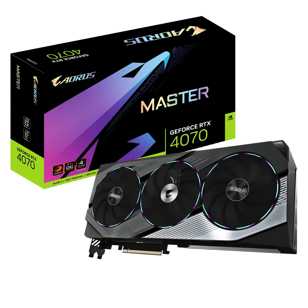 GIGABYTE AORUS GeForce RTX 4070 MASTER 12G Gaming Graphics Card | GV - N4070AORUSM - 12GD | - Vektra Computers LLC