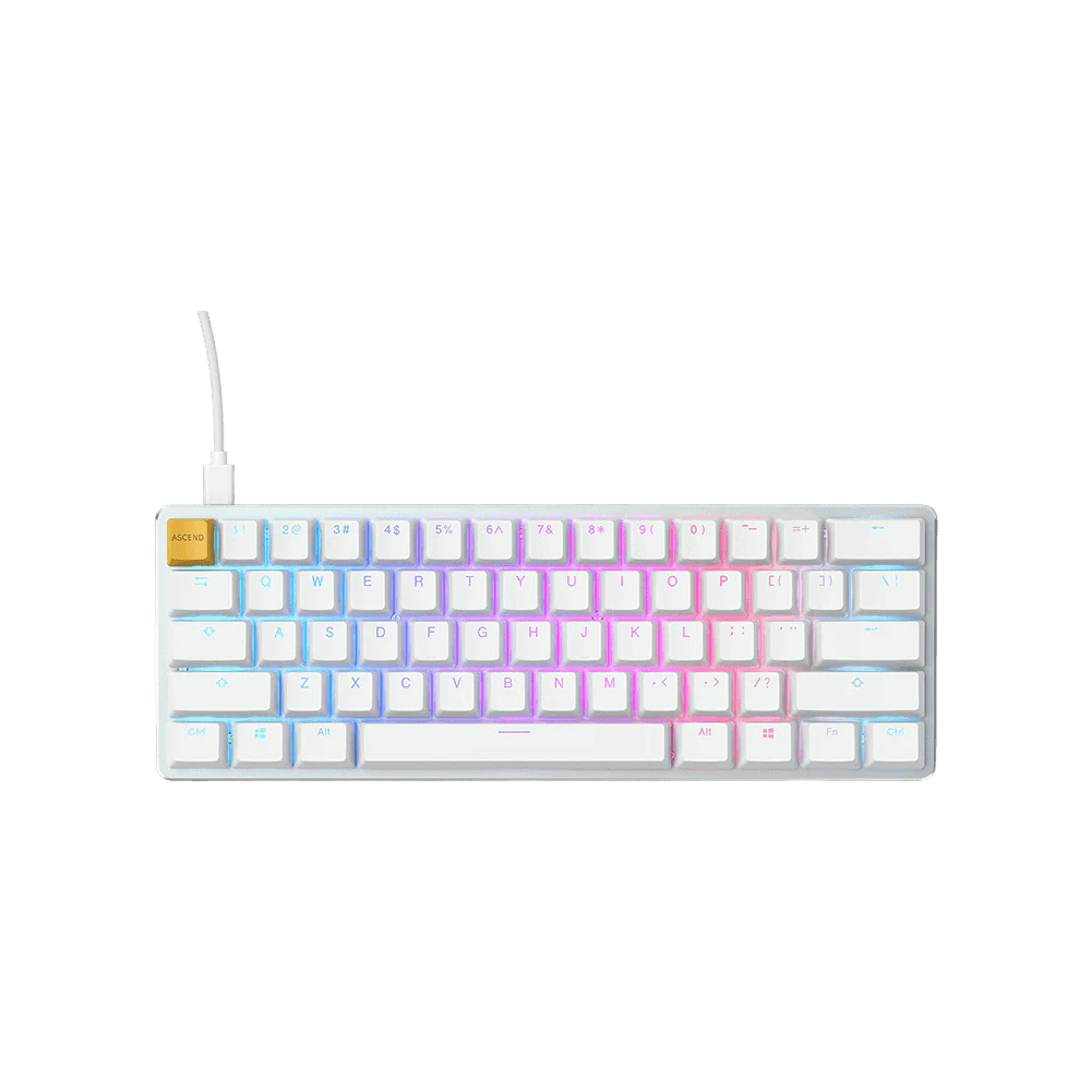 Glorious GMMK Compact White (Pre - Built) RGB Mechanical Gaming Keyboard - Vektra Computers LLC