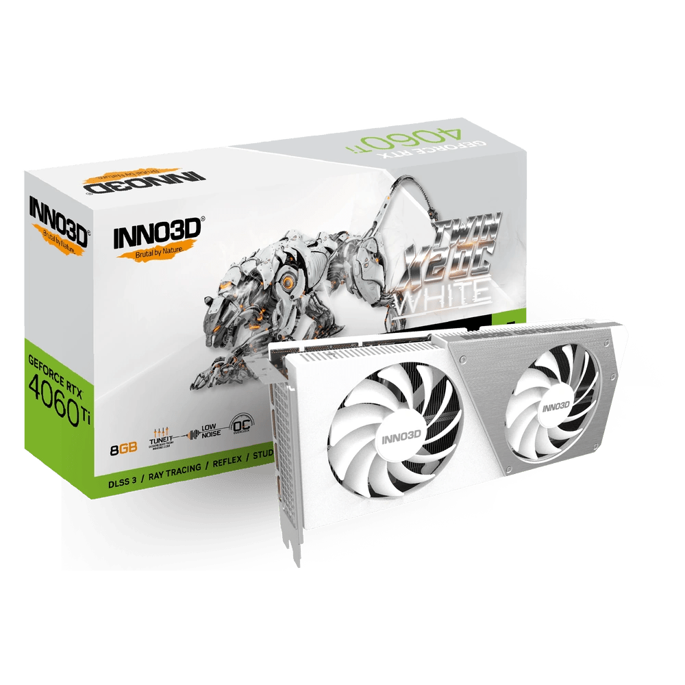 Inno3D GeForce RTX 4060 Ti Twin X2 OC White 8GB GDDR6 Graphics Card | N406T2 - 08D6X - 171153W | - Vektra Computers LLC