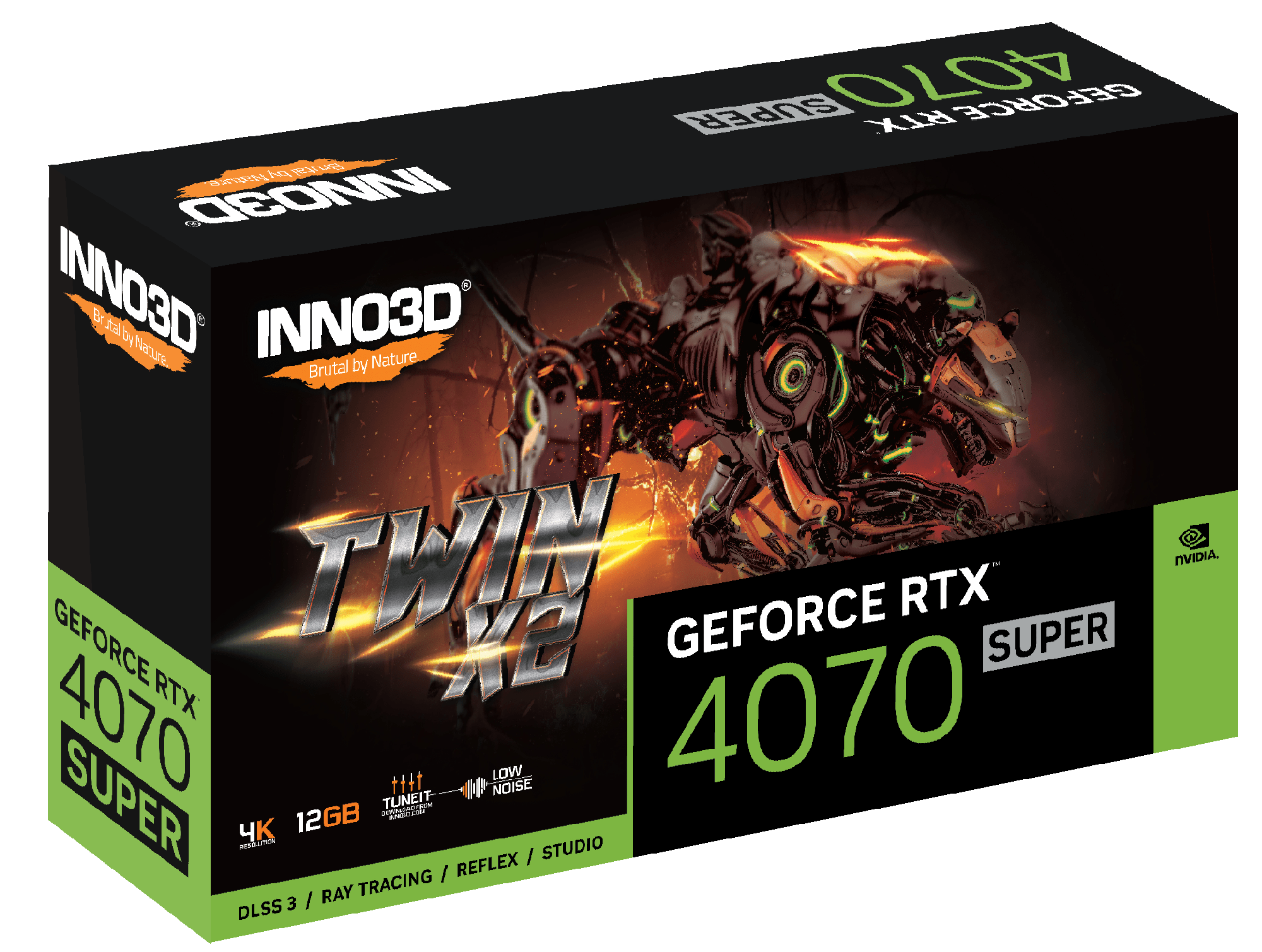 INNO3D GEFORCE RTX 4070 SUPER TWIN 2 12GB GDDR6X Graphics Card | N407S2 - 126X - 186162N - Vektra Computers LLC
