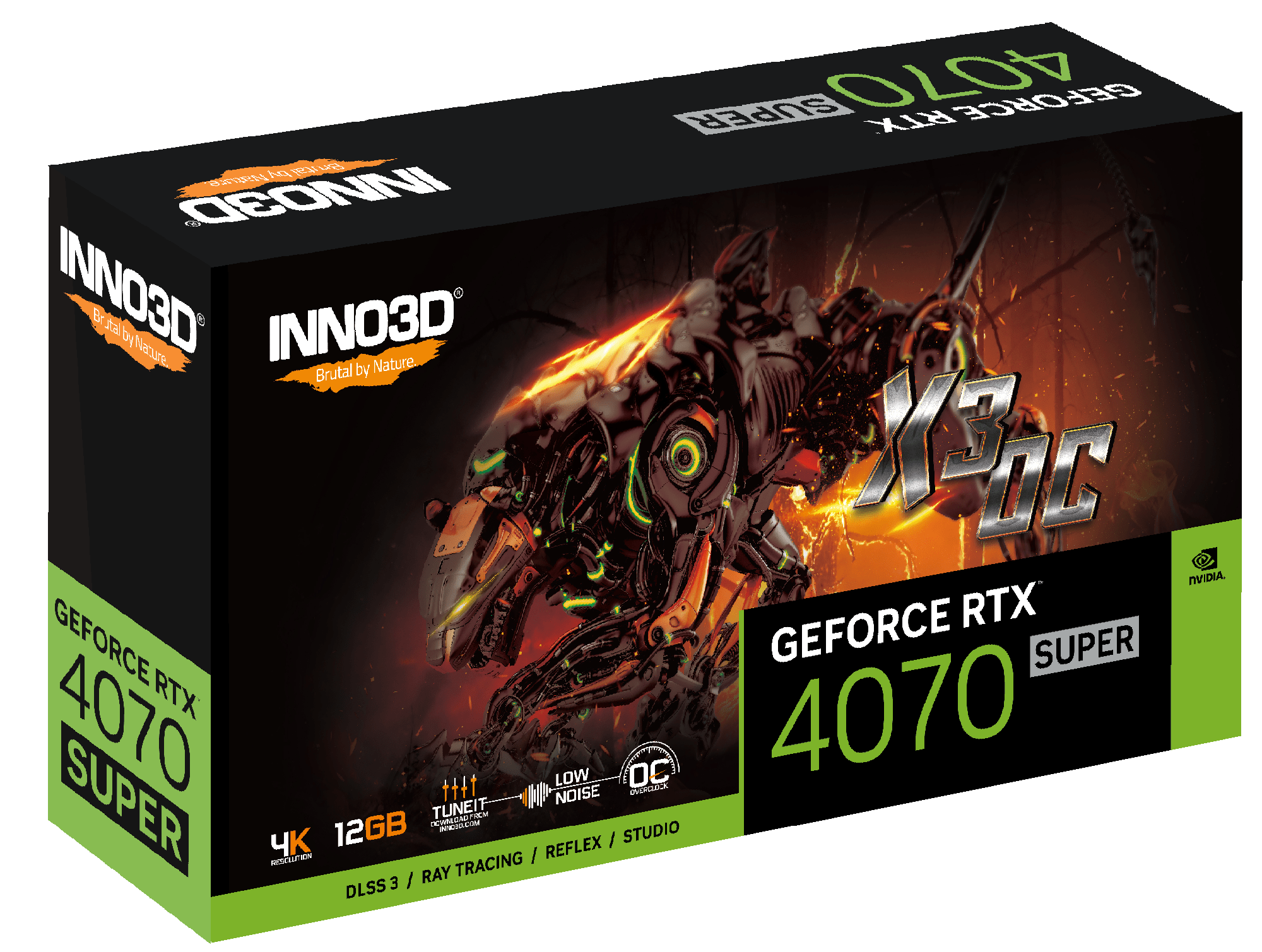INNO3D GEFORCE RTX 4070 SUPER X3 OC 12GB GDDR6X Graphics Card | N407S3 - 126XX - 186162L - Vektra Computers LLC