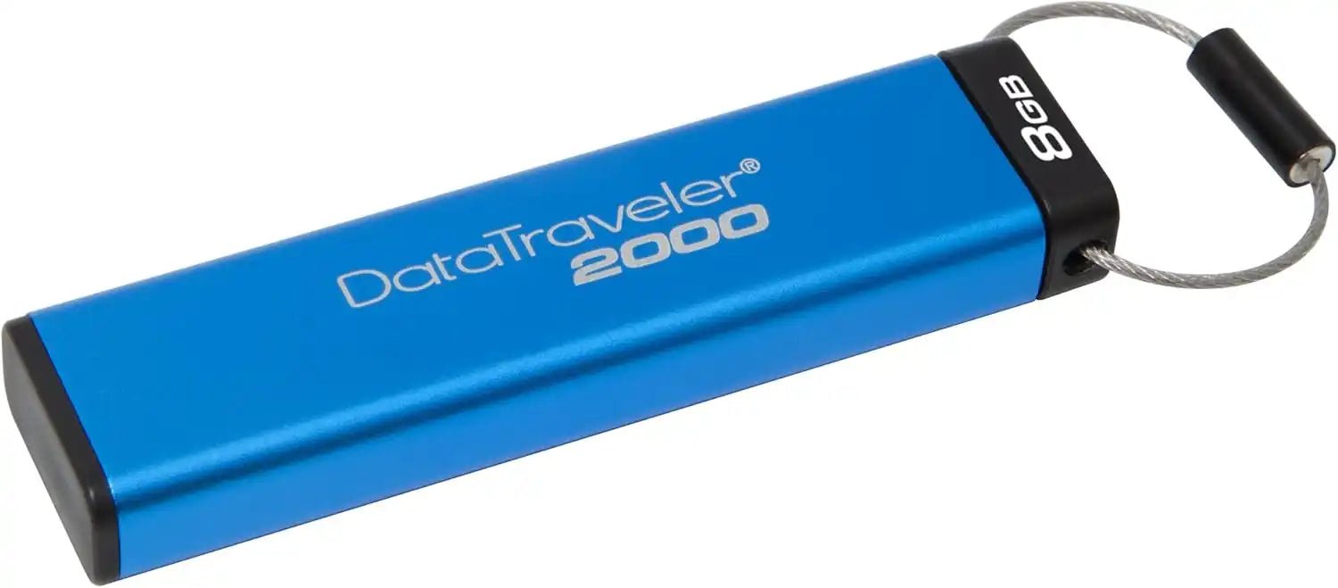 Kingston 8GB Keypad USB 3.0 DT2000, 256bit AES Hardware Encrypted DataTraveler 2000 Flash Drive | DT2000/8GB - Vektra Computers LLC