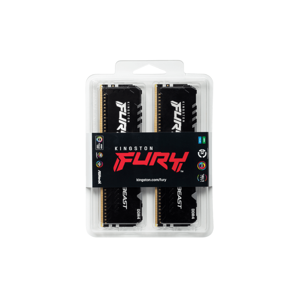 Kingston Fury Beast RGB 16GB (8GBx2) DDR4 3200MHz Desktop Memory - Vektra Computers LLC