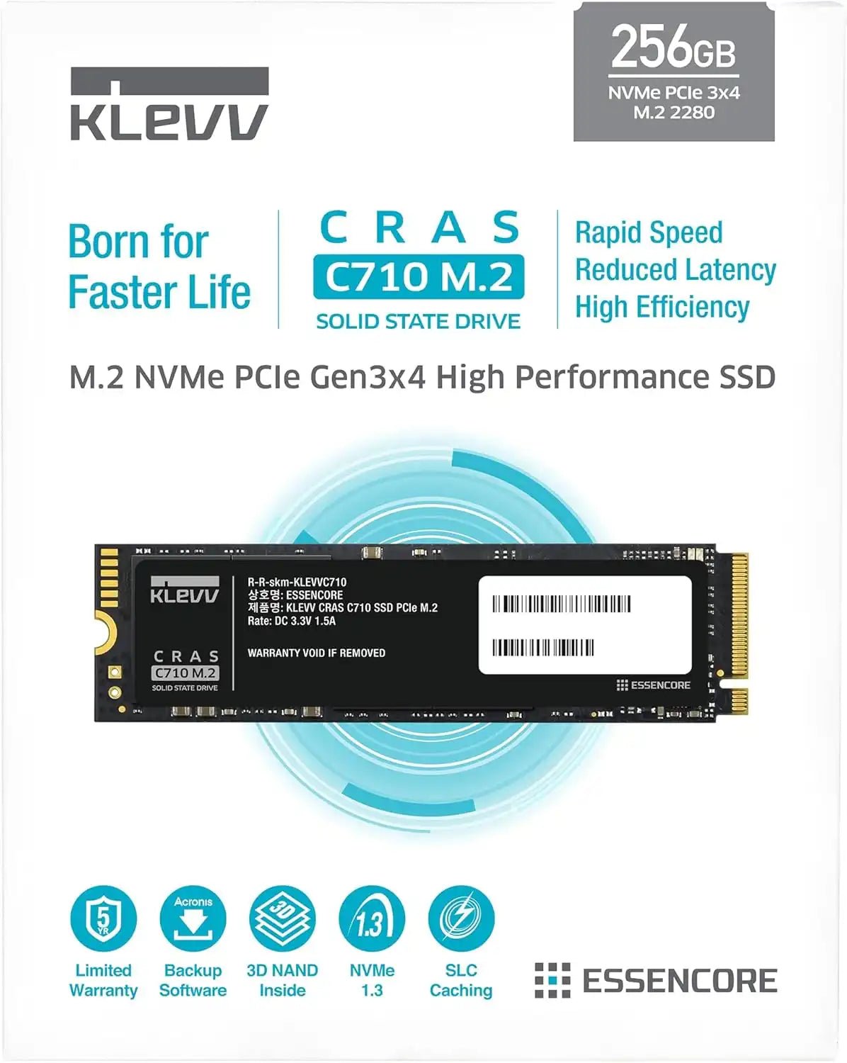 KLEVV CRAS C710 256GB SSD M.2 2280 NVMe PCIe Gen3x4 | K256GM2SP0 - C71 - Vektra Computers LLC