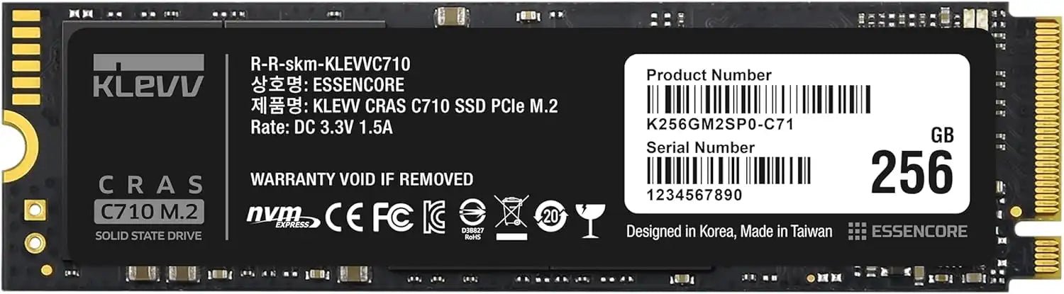 KLEVV CRAS C710 256GB SSD M.2 2280 NVMe PCIe Gen3x4 | K256GM2SP0 - C71 - Vektra Computers LLC