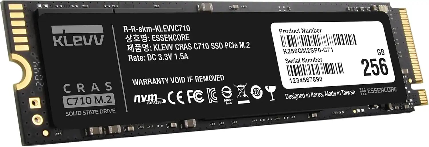 KLEVV CRAS C710 256GB SSD M.2 2280 NVMe PCIe Gen3x4 | K256GM2SP0 - C71 - Vektra Computers LLC