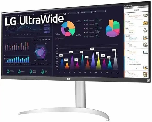 LG 34WQ650 34” UltraWide FHD IPS Monitor, 100Hz Refresh Rate, 5ms Gtg Response Time, 16.7M Color Depth, 21:9 Aspect Ratio, VESA Display HDR 400, AMD FreeSync, Anti - Glare, White | 34WQ650 - W - Vektra Computers LLC