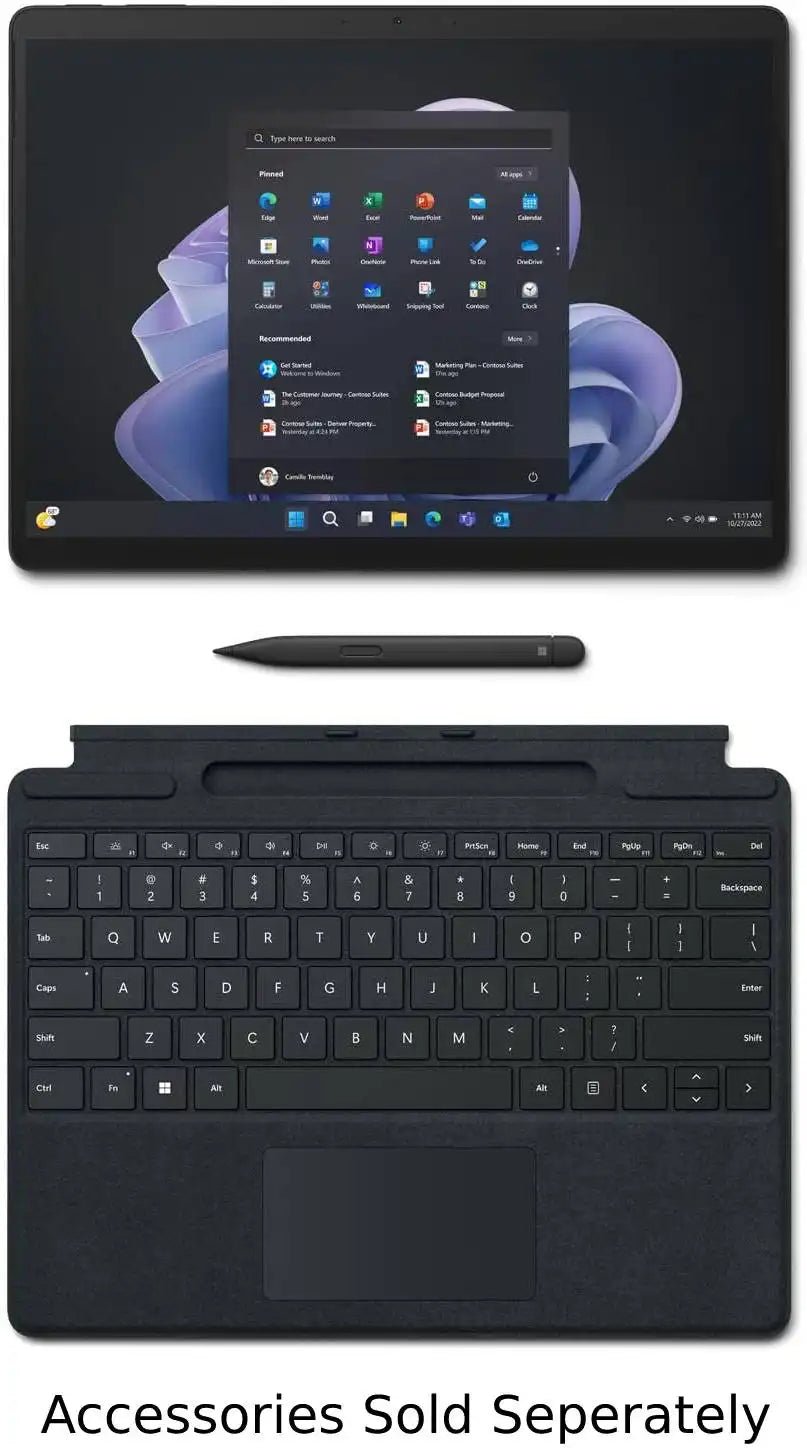 Microsoft Surface Pro 9 2 in 1 Tablet, 13” PixelSense Flow Display, Intel Core i5 - 1235U, 8GB RAM, 256GB SSD, Intel Iris Xe Graphics, Bluetooth, Wi - Fi 6E, Windows 11 Pro, Graphite | QIA - 00025 - Vektra Computers LLC