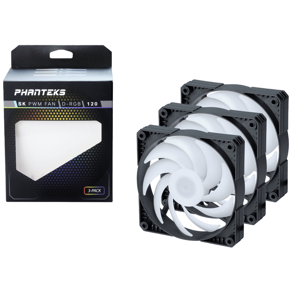 Phanteks SK 120mm Black ARGB Fan Triple Pack | PH - F120SK_DRGB_PWM_3P | - Vektra Computers LLC