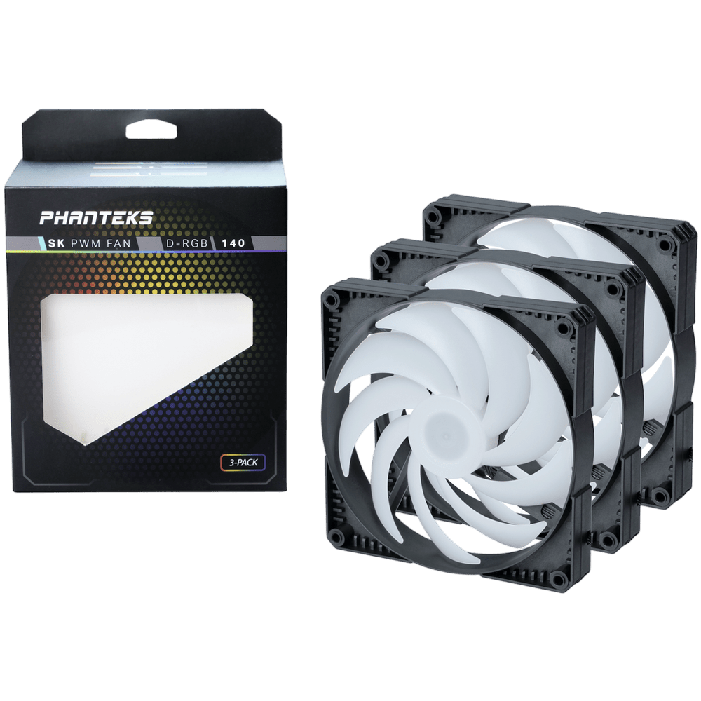 Phanteks SK 140mm Black ARGB Fan Triple Pack | PH - F140SK_DRGB_PWM_3P | - Vektra Computers LLC