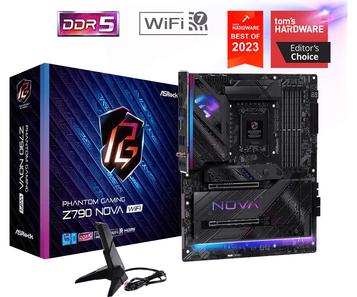 PHANTOM GAMING Z790 Nova WiFi LGA 1700 Socket Intel Motherboard | 90 - MXBMB0 - A0UAYZ - Vektra Computers LLC