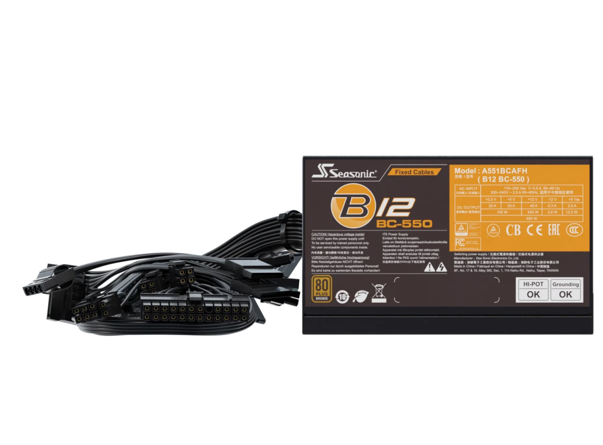 Seasonic B12 BC - 550 Power Supply 550 Watts | A551BCAFH - Vektra Computers LLC