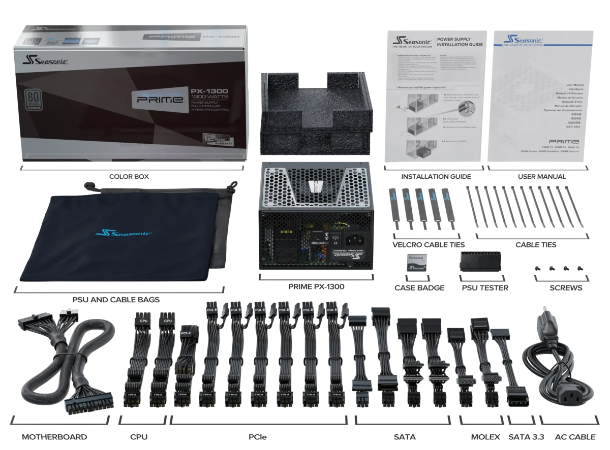 Seasonic PRIME PX - 1300 Power Supply 1300 Watts | SSR - 1300PD - Vektra Computers LLC