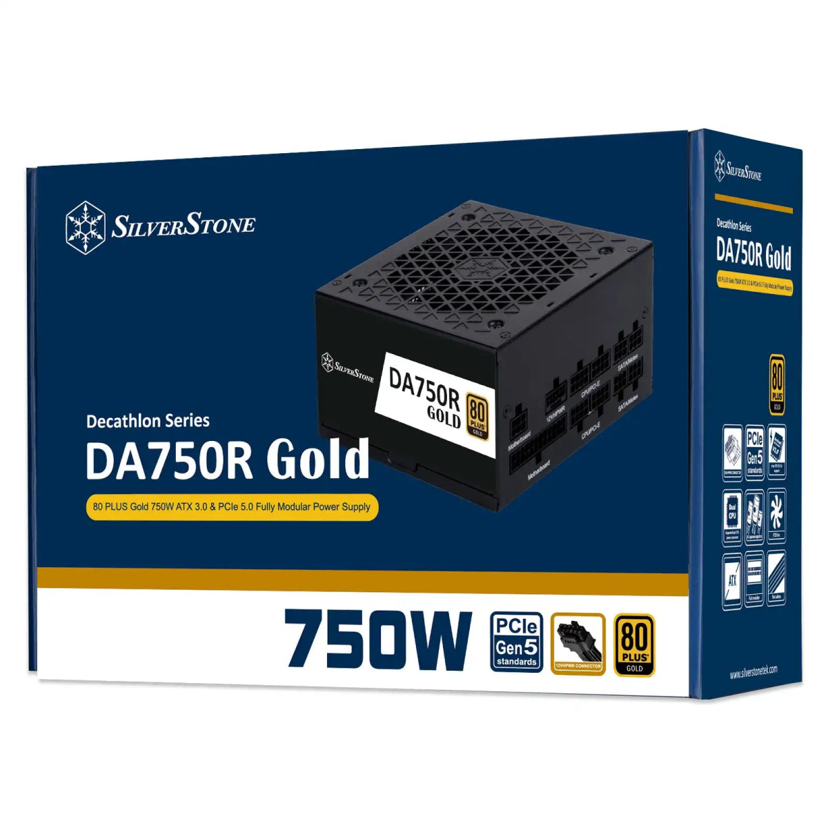 SilverStone DA750R Gold 80 PLUS Gold 750W ATX 3.0 & PCIe 5.0 Fully Modular Power Supply | SST - DA750R - GM - 844761026820 - Vektra Computers LLC