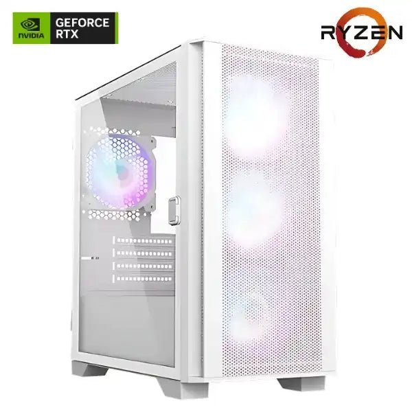 Vektra RDY Air 100 White AMD Gaming PC - AMD Ryzen CPU, Nvidia GeForce RTX, 32GB DDR5 6000MT/s, 1TB NVMe SSD, Win - 11 Pro, 2 Years Warranty - Vektra Computers LLC