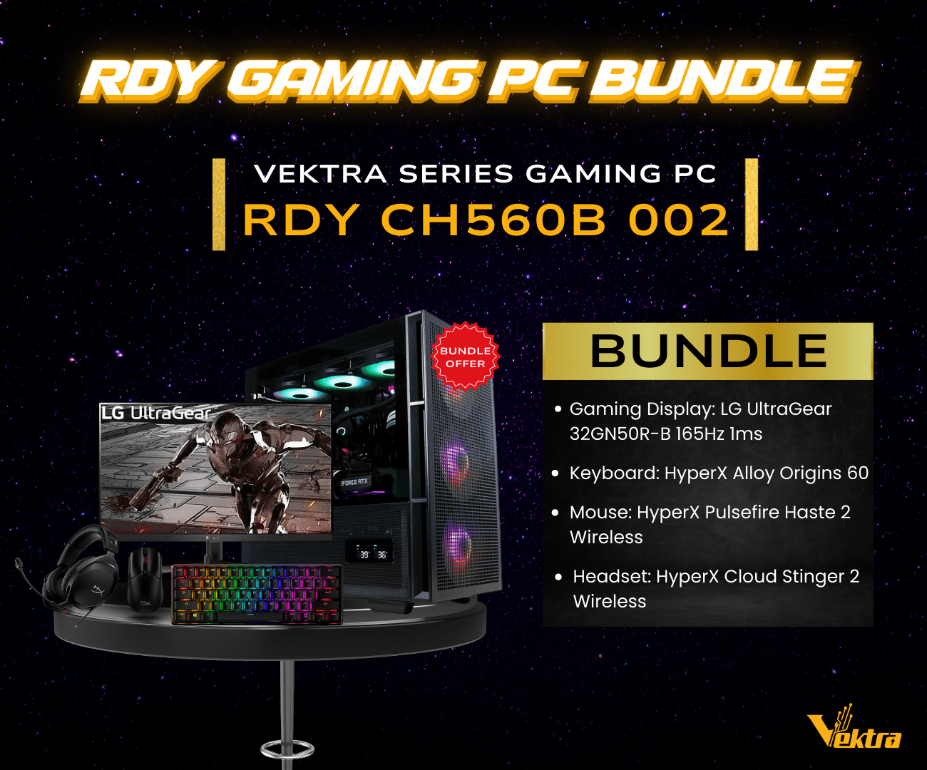 Vektra RDY CH560 Black Gaming PC Bundle 002 - Vektra Computers LLC